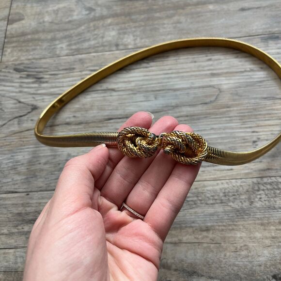 Mimi Di N 1972 Gold Metal Stretch Belt Statement Buckle Old Money Aesthetic 26" - Picture 6 of 8